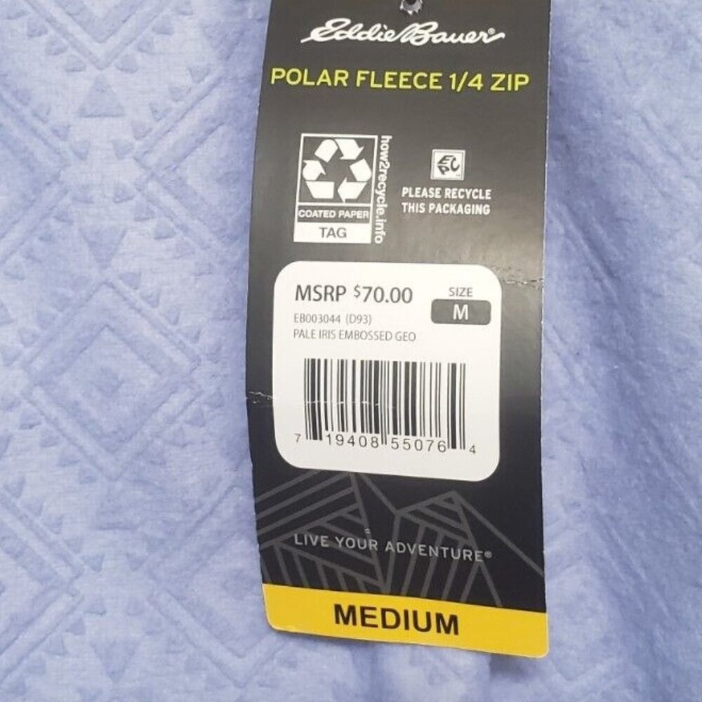 Eddie Bauer Womens M Sweatshirt Polar Fleece 1/4 Zip Lgt Blue Activewear NWT - Picture 7 of 7